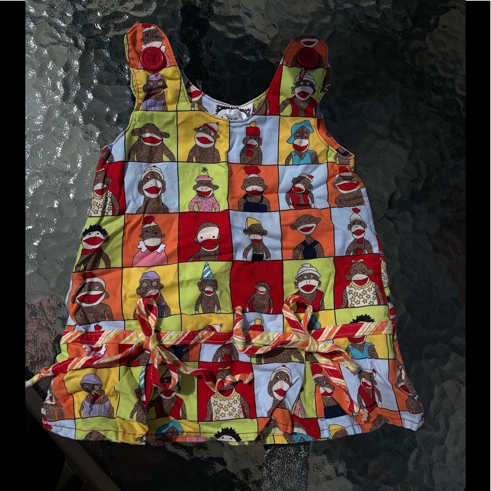 Sock monkey dress baby for size 6-12m Sweetie pies